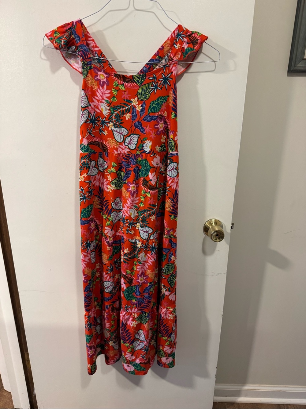 Girl’s Red Floral Summer Maxi Dress Size Large 10/12 - Wonder Nation